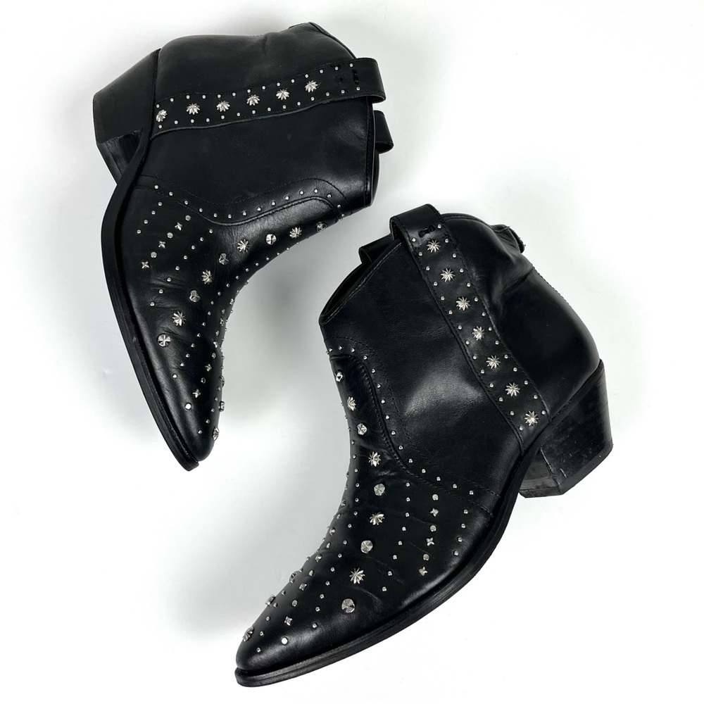 Sam Edelman Women's Brian Studded Leather Western Ankle Booties